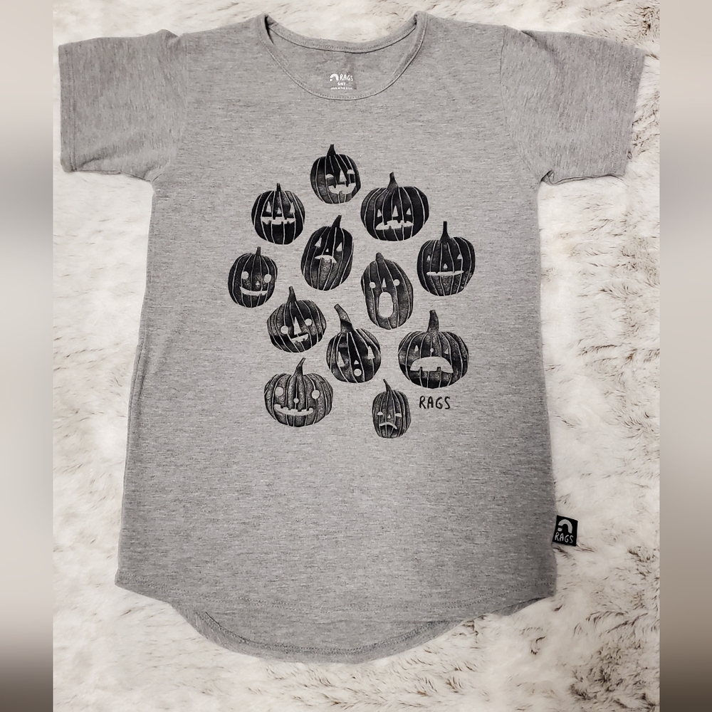 Gray Pumpkin Print Kids Shirt